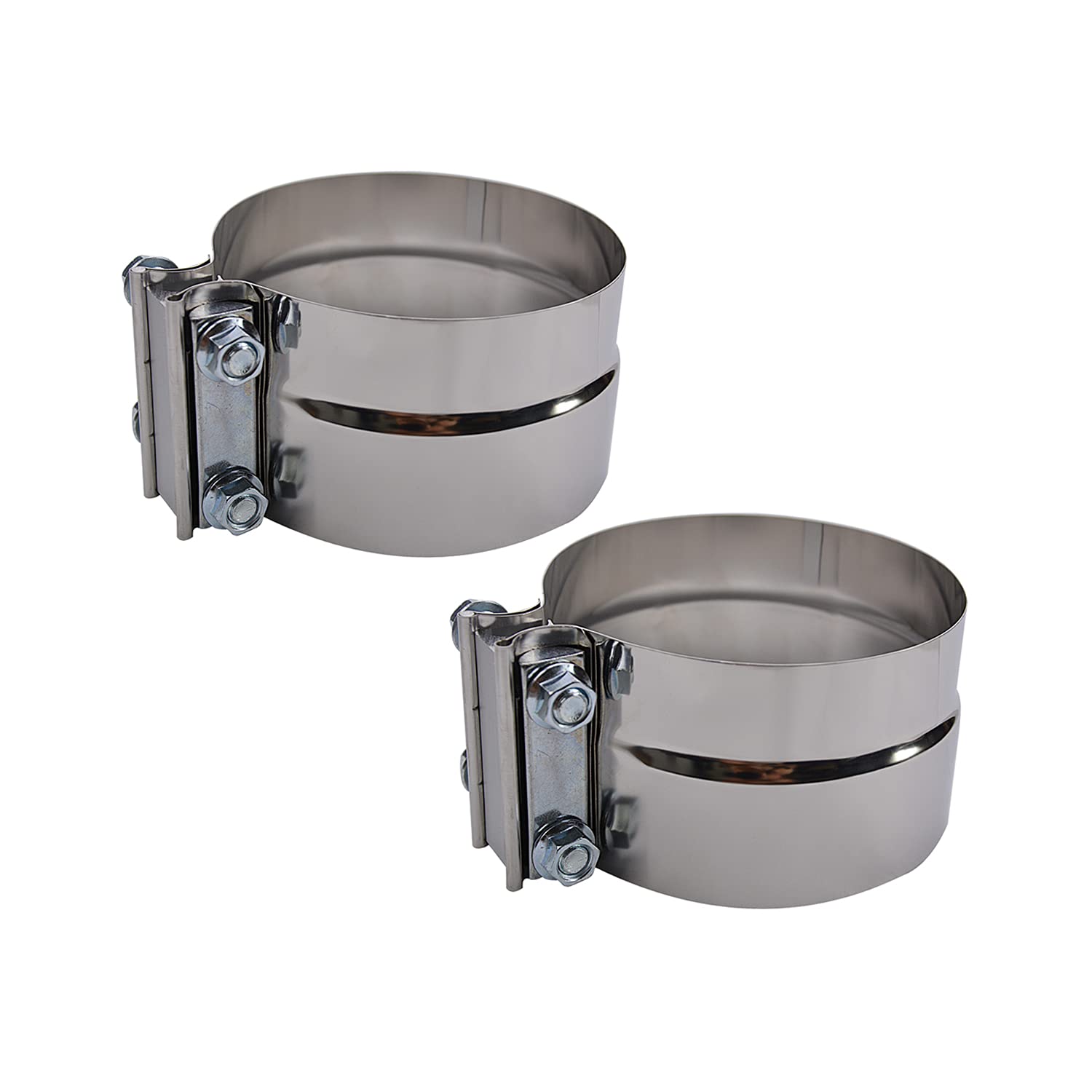 Roadformer 5 Inch Exhaust Clamp - Lap Joint Exhaust Band Clamps Preformed Stainless Steel (2 Pack)