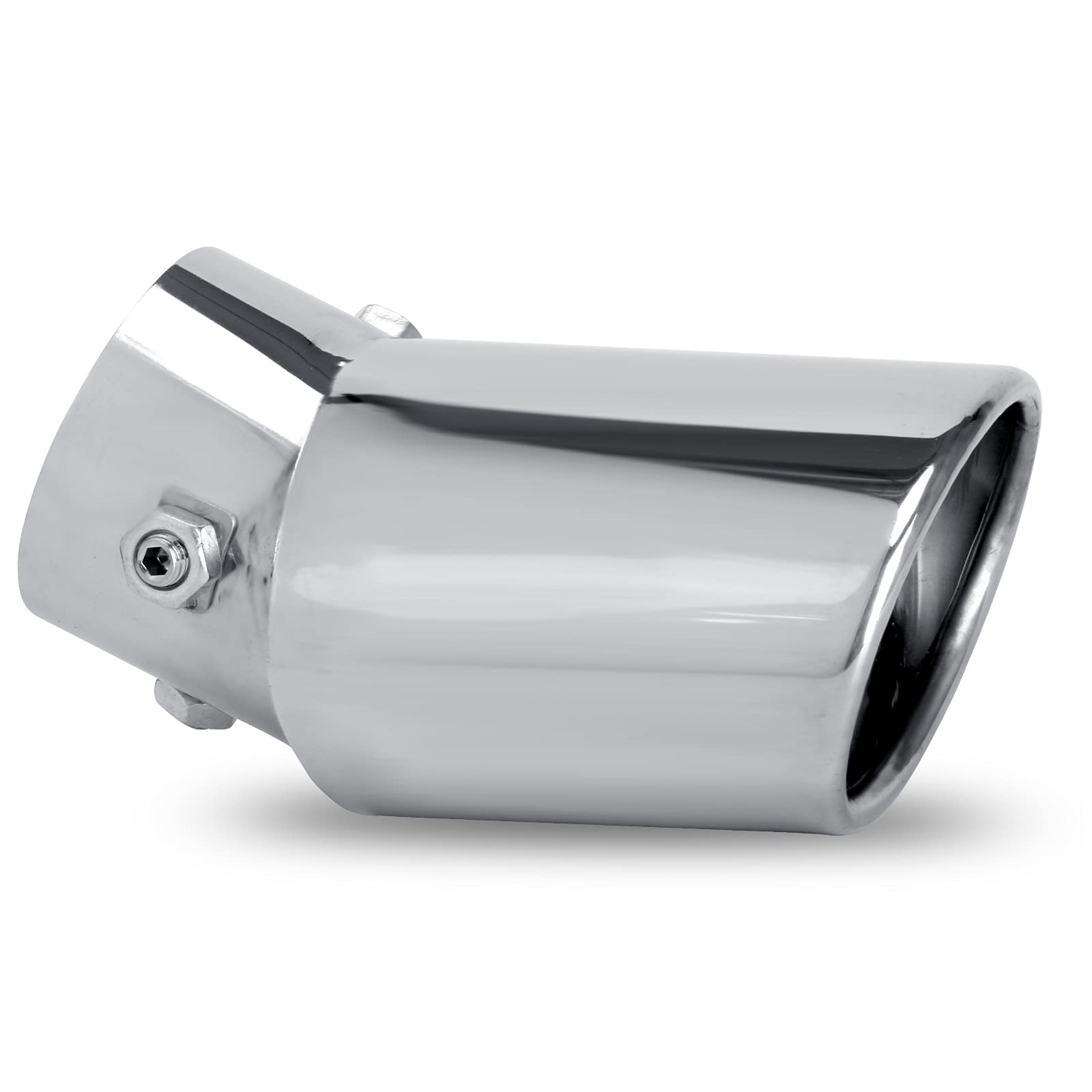 Dsycar Universal 1.75-2.75 inch Curved Exhaust Tips, Chrome-Plated Finish Bolt On Design Exhaust Tips for 1.75/2/2.25/2.5