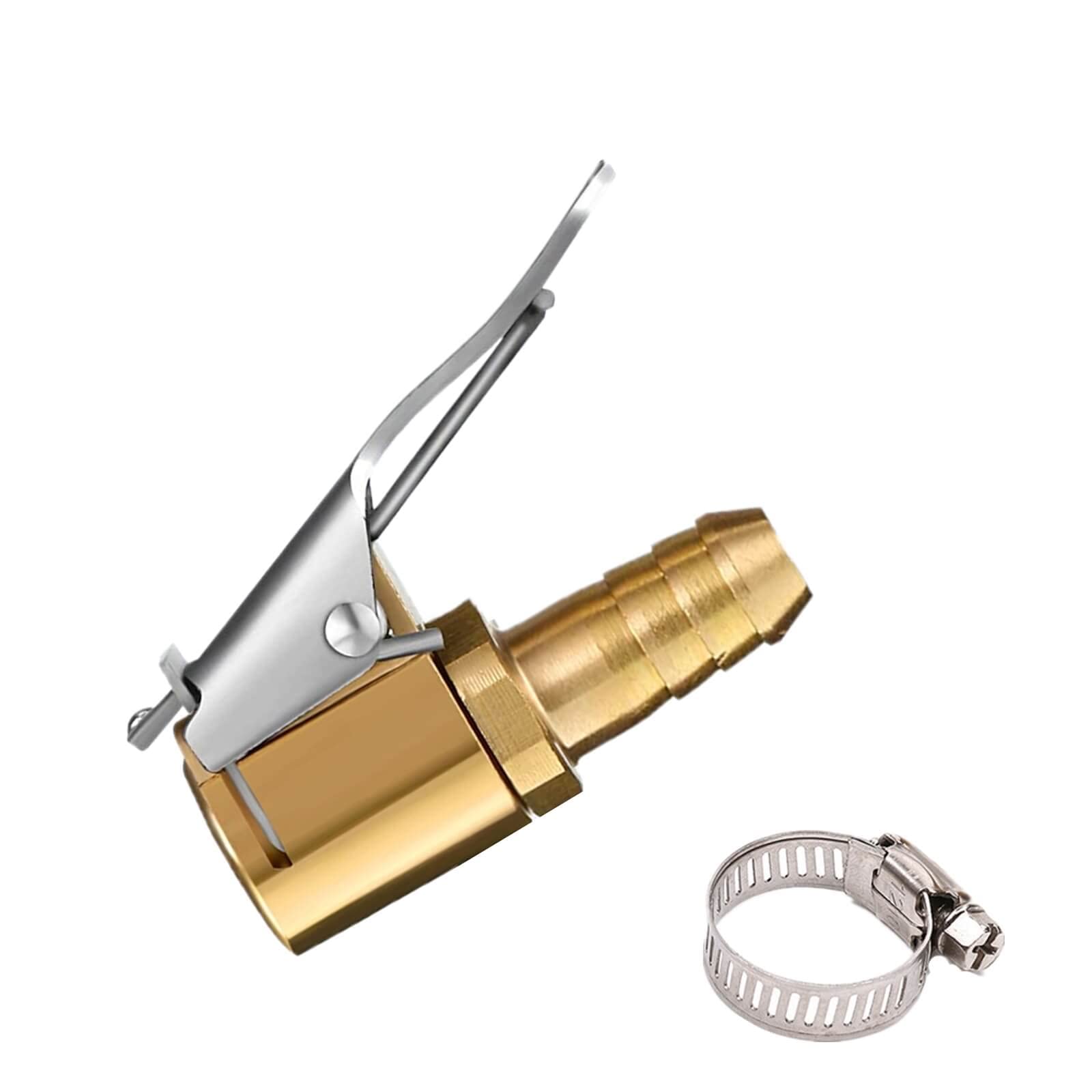 Tire Air Chuck Adapter With Clip,5/16'' Brass American Type Thread Pump Nozzle,Tire Inflator Lock On Air Chuck, Air Compressor T