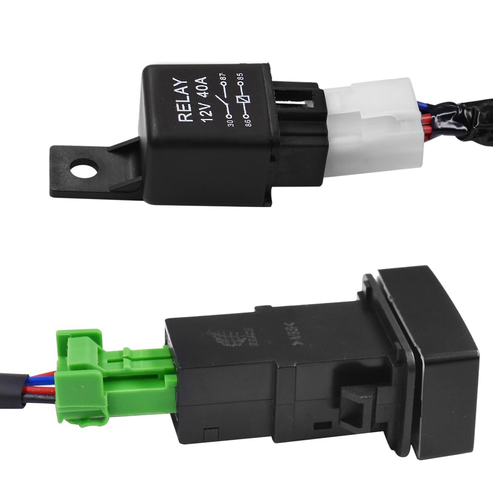 Huiqiaods H11 880 881 H9 Fog Light Lamp Wiring Harness Socket Wire Connector With 40A Relay & On/Off Switch Kits Fit For Led Wor