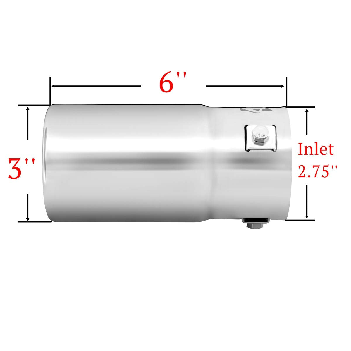 Tritrust Exhaust Tip, 1.75-2.5 Inch Inlet Adjustable, Fit 1.75''/2''/2.25''/2.5'' Outer Diameter Tailpipe, 3'' Outlet 6'' Long M