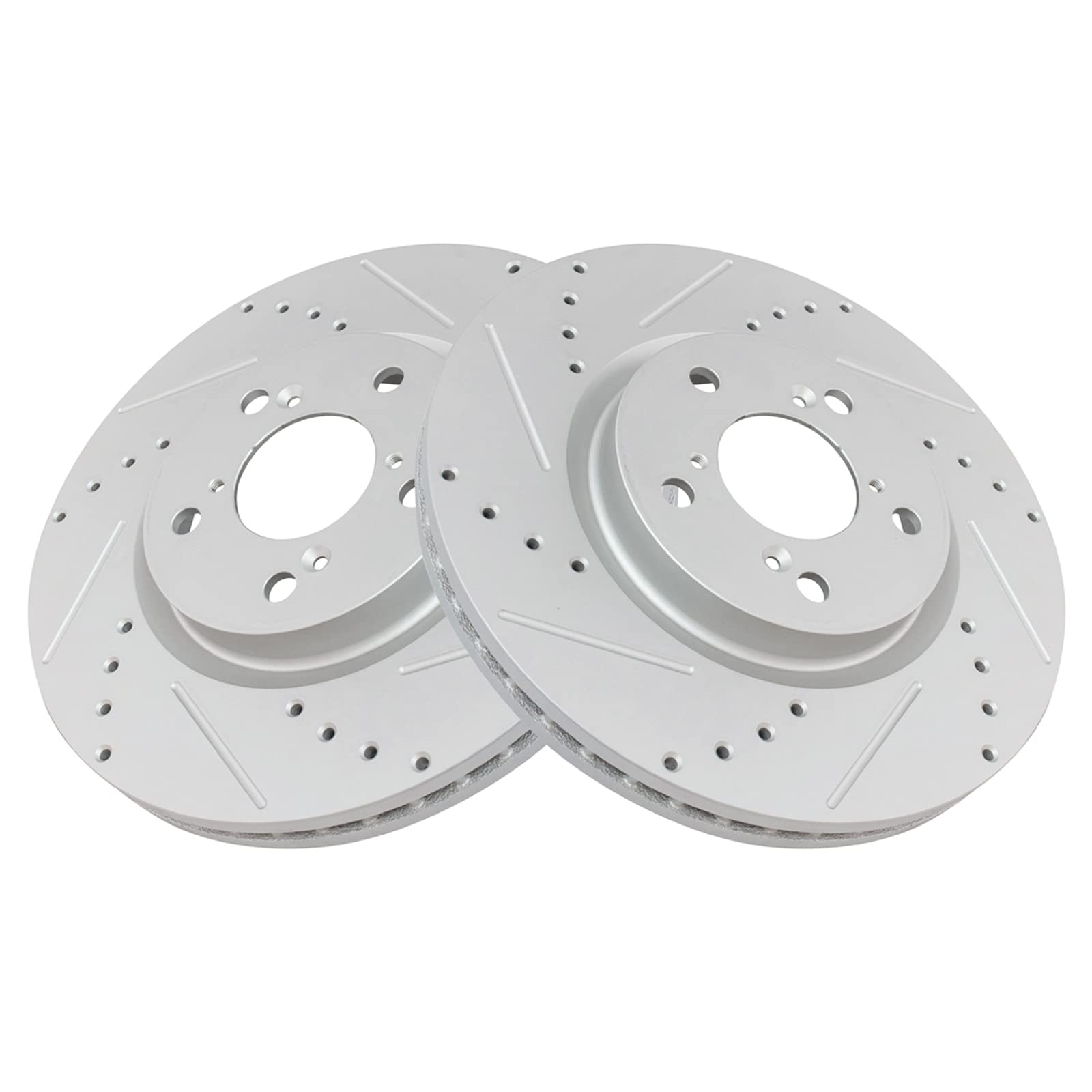 Trq Front Performance Brake Rotors Set Premium G-Coated Cross Drilled & Slotted Compatible With 2009-2014 Acura Tl 2011-2014 Hon