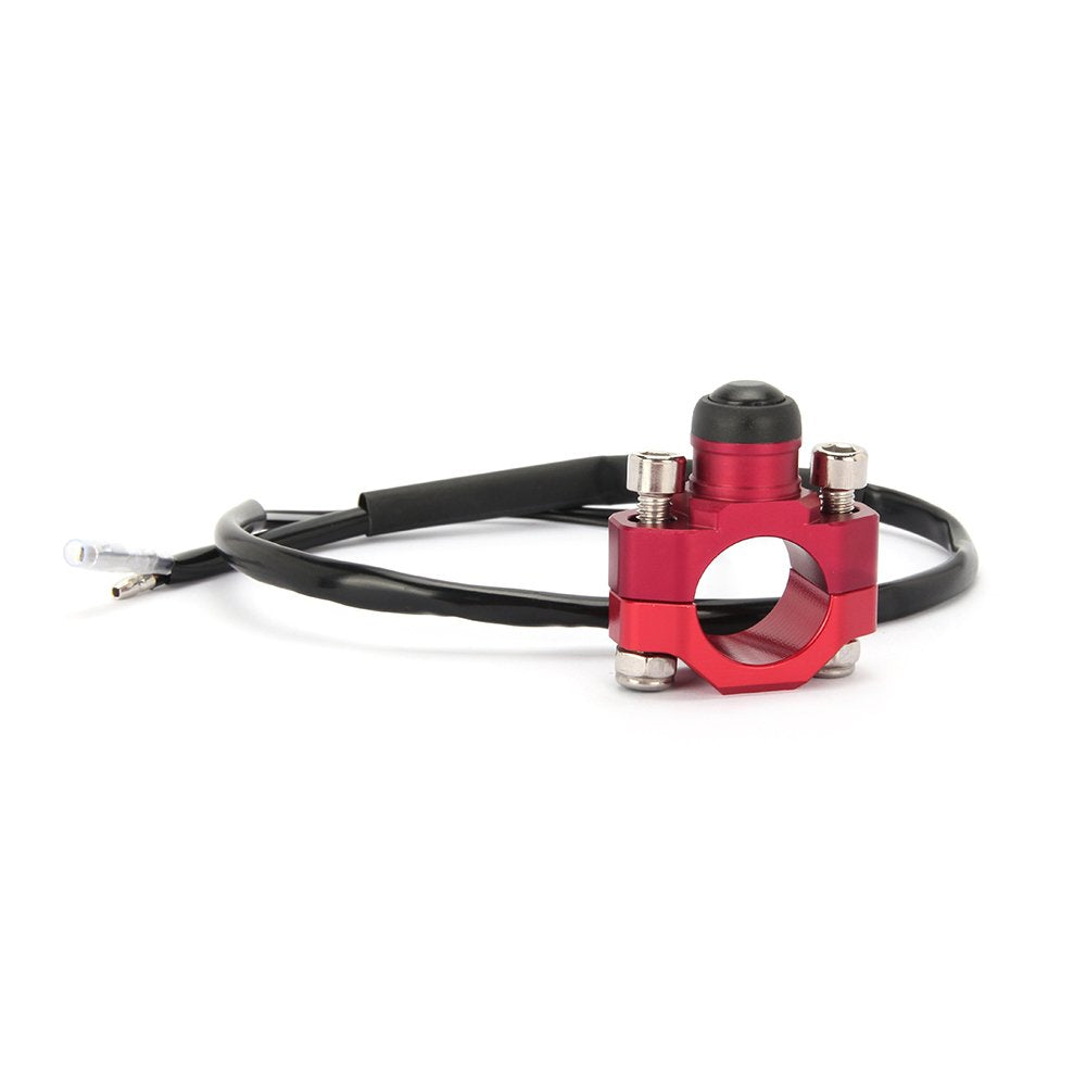 Jfg Racing Cnc Universal Motorcycle Engine Stop Start Kill Switch Button With Mounting Backplate For For Cr125 Crf250 Crf450 Xr250 - Red