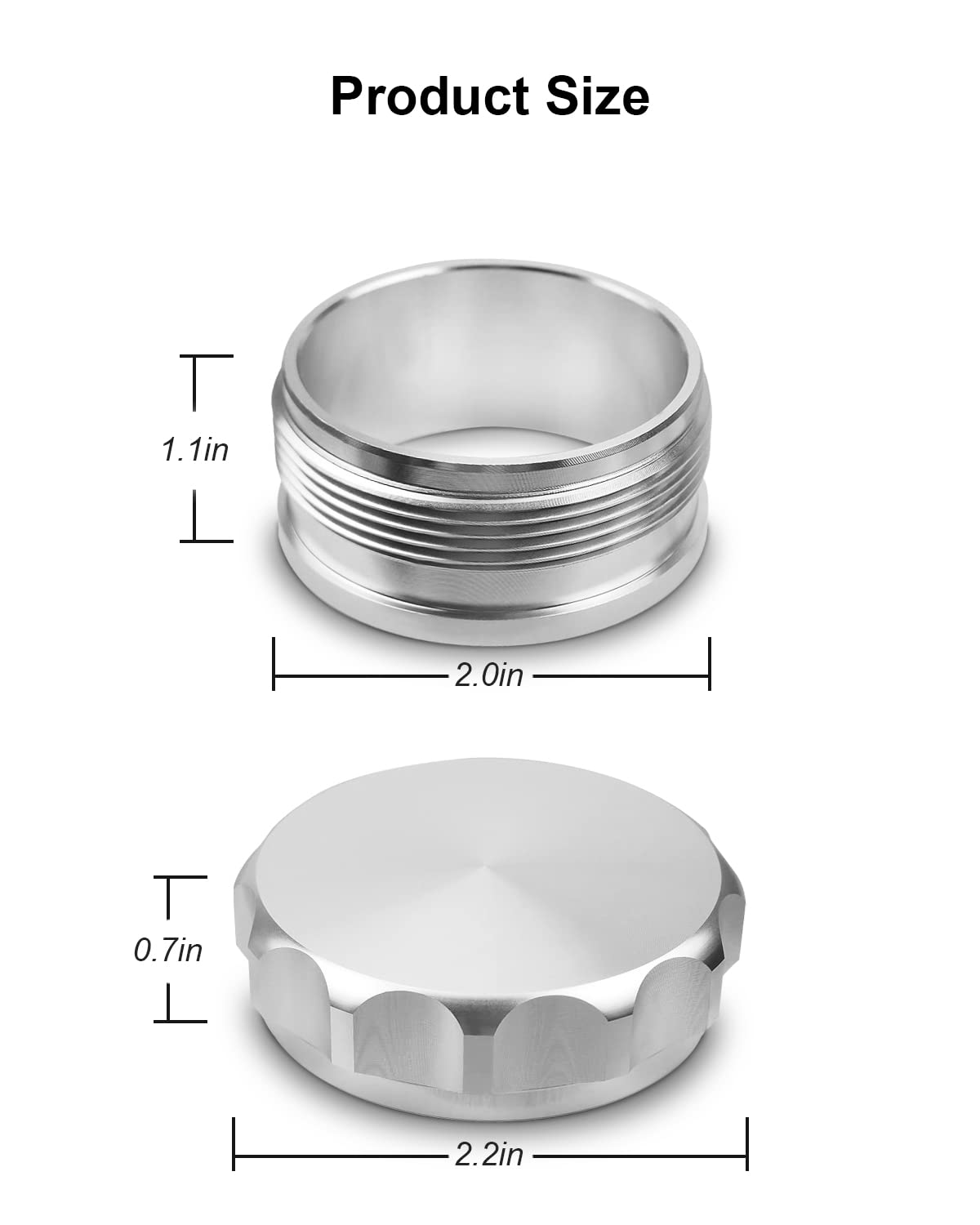 Od 2'/50.8Mm Aluminium Alloy Fuel Cap Weld On Filler Neck Oil Tank Cap Silver