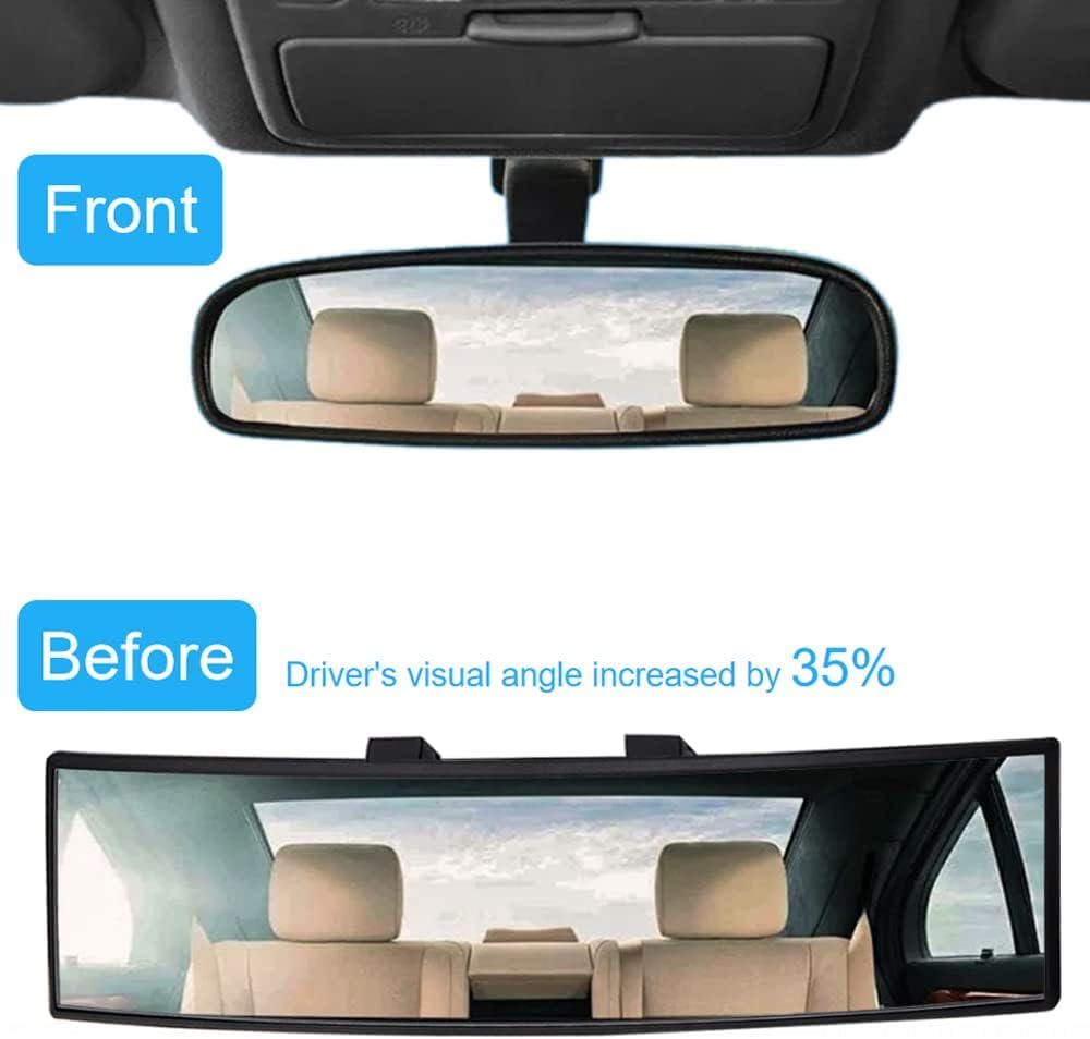 Obtanim 2 Pcs Rearview Mirror 12 Inch Hd Glass Anti Glare Clip On Panoramic Wide Angle Car Interior Rear View Mirror Accessories