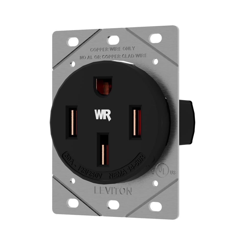 Leviton 50 Amp EV Charging Receptacle/Outlet, Heavy Duty, Weather Resistant, 1450W