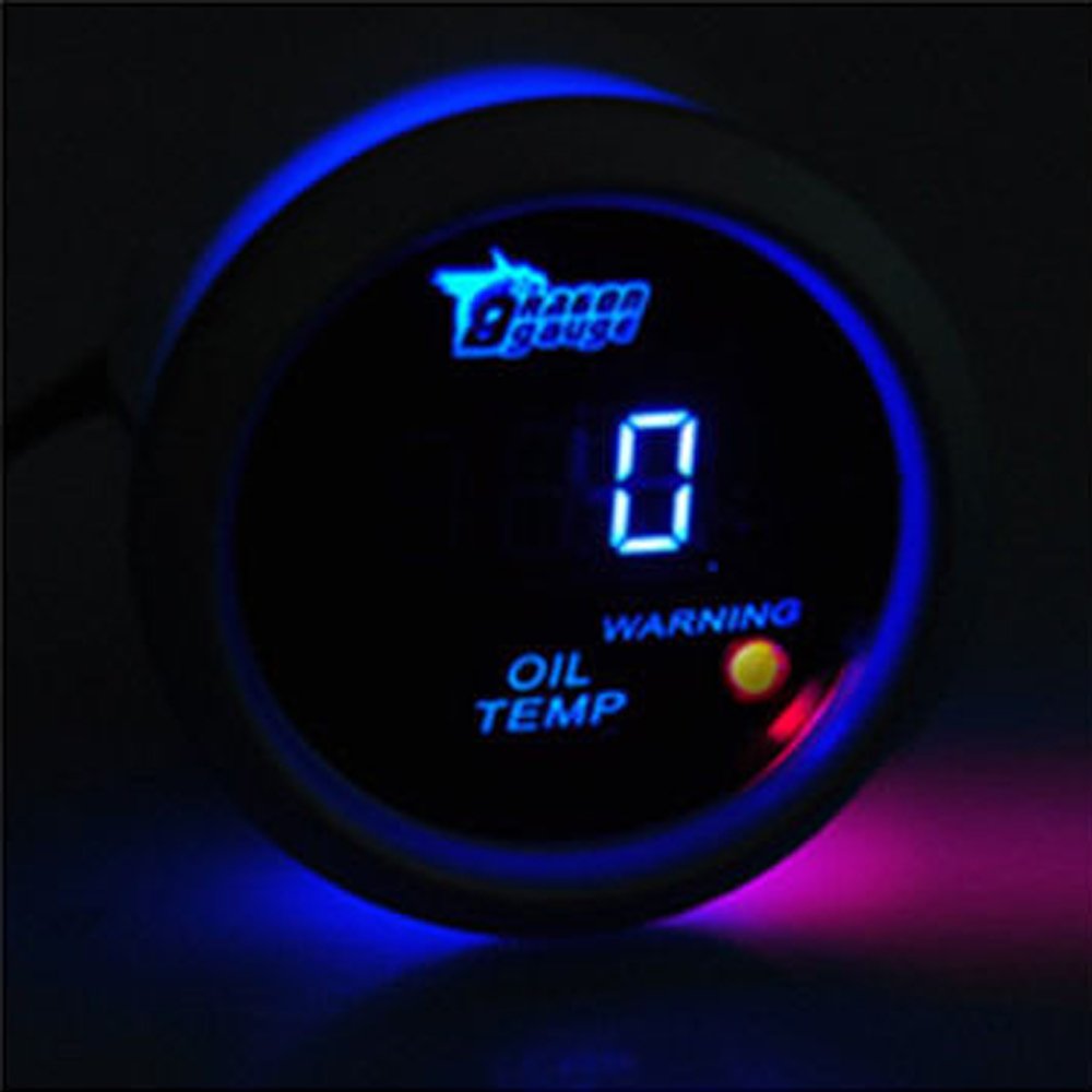 Esupport Car 2'' 52Mm Digital Oil Temp Gauge Blue Led Light Temperature Meter Automotive