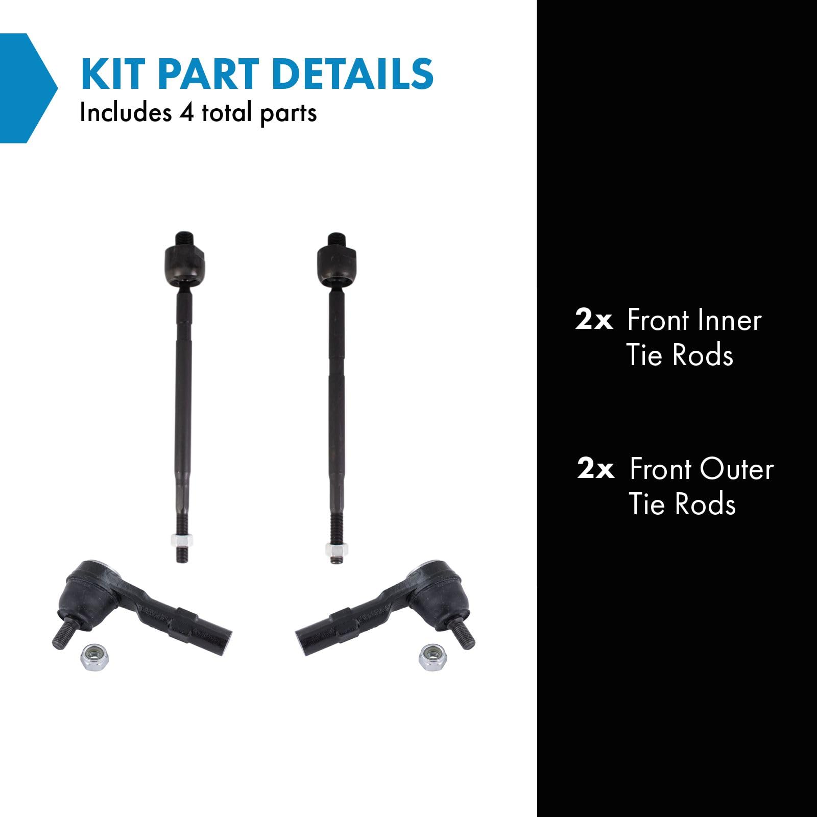 Trq Front Tie Rod Set Compatible With 2007-2008 Honda Fit