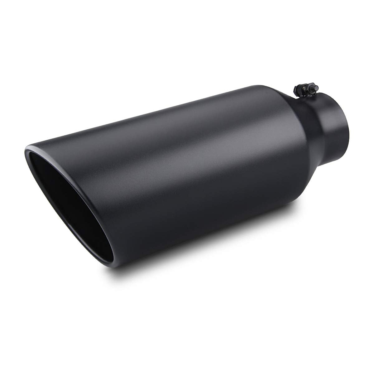 LCGP 4'' inlet to 7'' outlet 18'' Long Universal Diesel Truck Exhaust Tip,Stainless Steel, Black Powder Coated, Bolt-On Tailtip