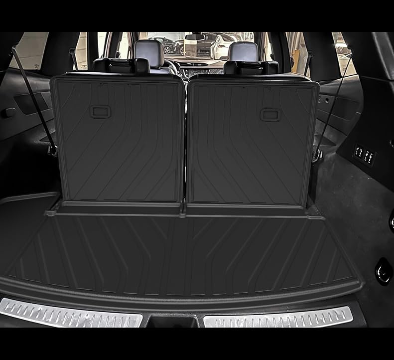 2024 XT6 Cargo Liner & Backrest Mats Trunk Mat for Cadillac XT6 2020-2024 TPE All Weather Waterproof Rear Cargo Liner Rear Trunk