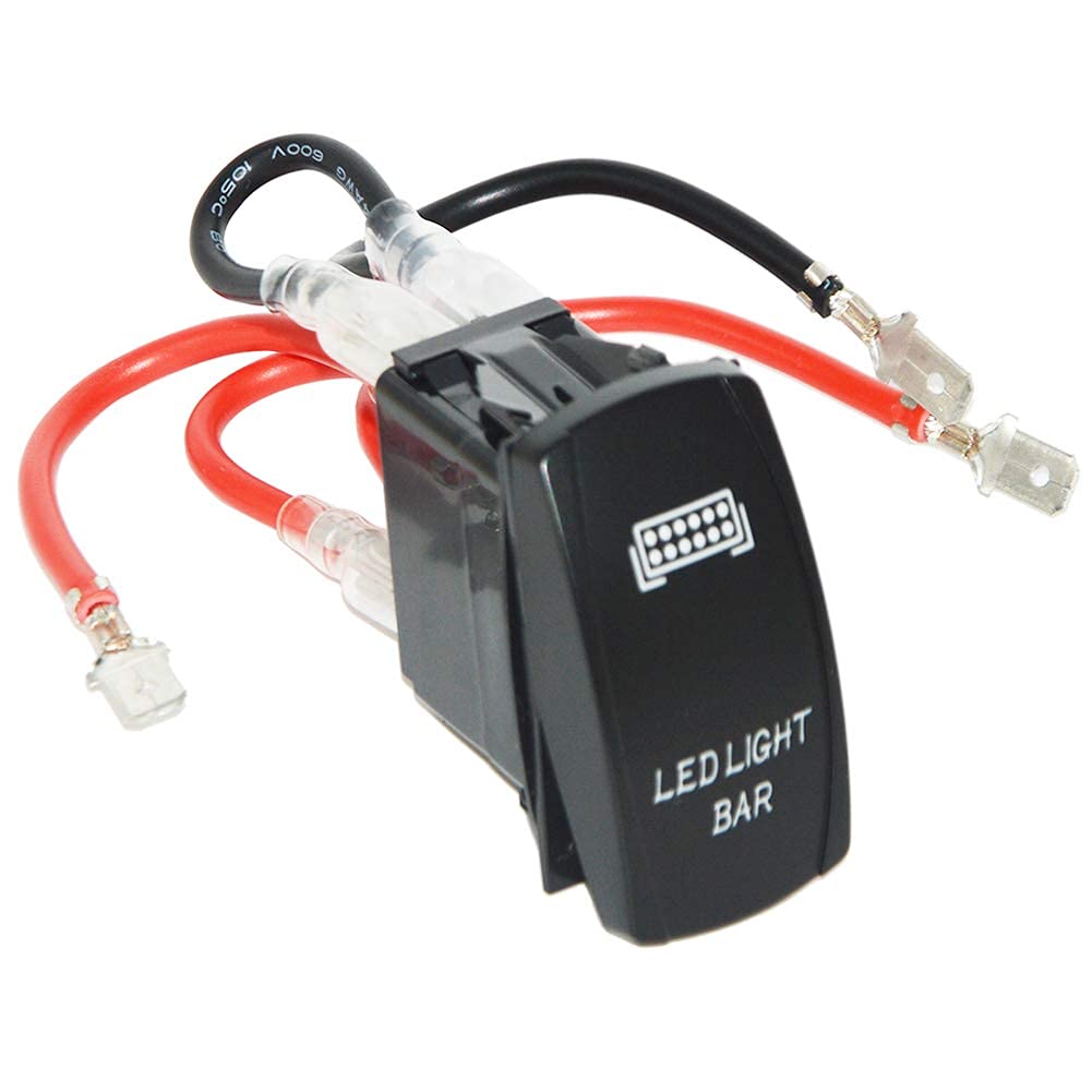 Xjmoto Led Light Bar Rocker Switch 5 Pin 20A 12V Blue Backlit Compatible With Polaris Ranger Rzr Xp Turbo Fit Can Am Commander Maverick X3 Utv