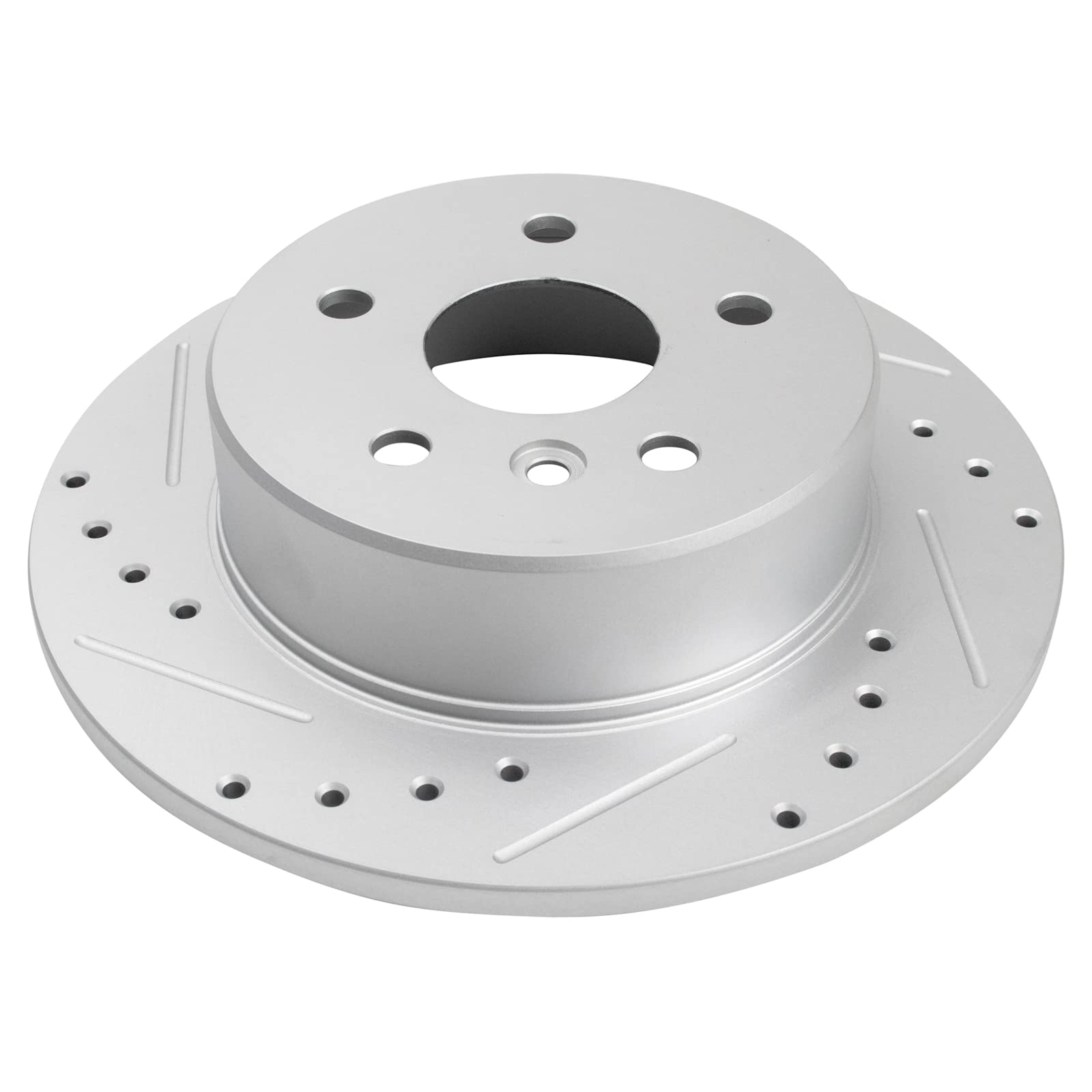 Trq Rear Performance Brake Rotors Set Solid Premium G-Coated Cross Drilled & Slotted Compatible With 2000-2004 Toyota Avalon