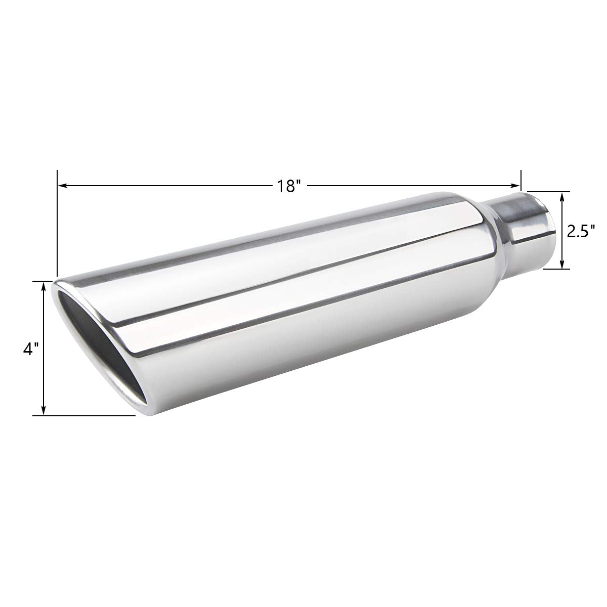Lcgp 2.5 Inch Inlet Exhaust Tip,2.5' Inlet X 4' Outlet X 18' Overall Length Weld On Universal Stainless Steel Polished Diesel Exhaust Tailpipe Tip 2 Pcs