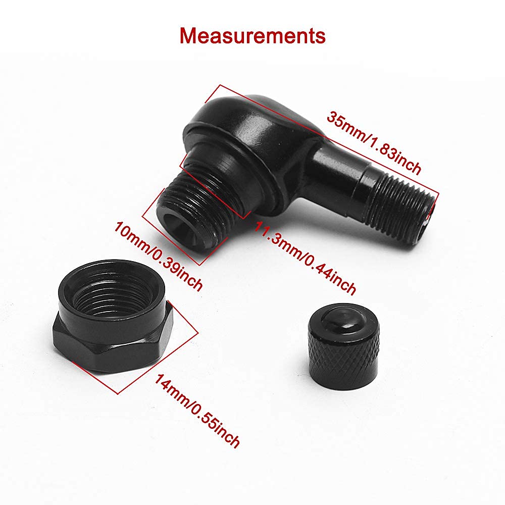 VOFONO Black 90 Degree CNC Motorcycle Tire Valve Stems Install Diameter 10-11.3mm for Harley Davidson, BMW, Honda, Kawasaki, Suz