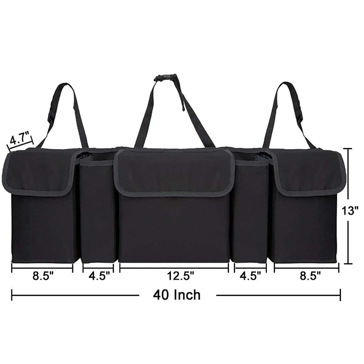 Aophy Car Trunk Organizer, Backseat Hanging Organizer With 5 Pockets, Waterproof Collapsible Cargo Storage Bag, Car Interior Accessories Car Seat Organizer For Suv, Truck, Mpv