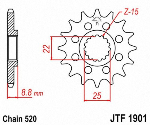 Jt Sprockets Jtf1901.12 12T Steel Front Sprocket , Black , 12 Tooth