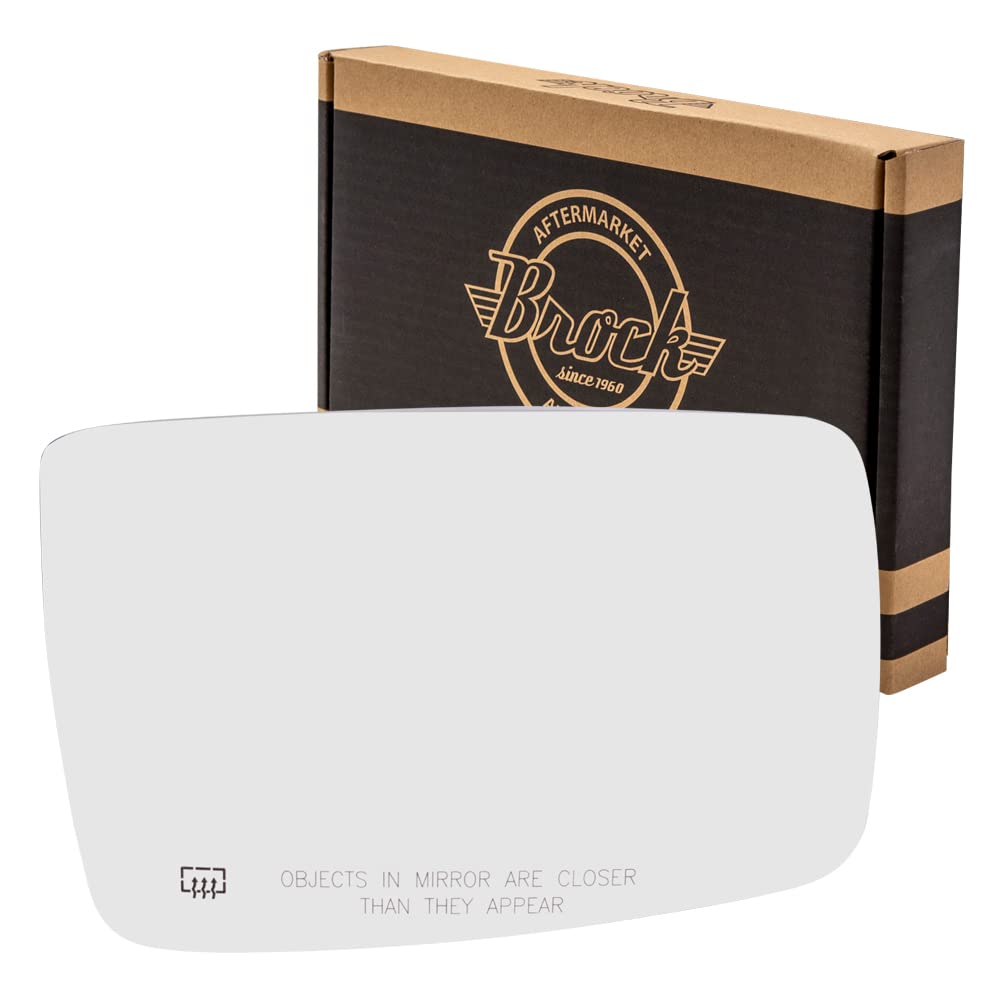 Brock Replacement Passenger Side Mirror Glass With Heat Without Auto Dim Or Towing Package Compatible With 2009 1500, 2010-2018 