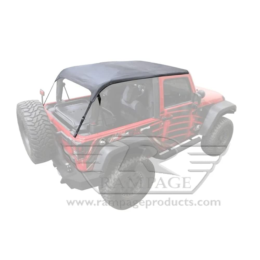 RAMPAGE PRODUCTS Frameless Trail Top for Jeep Wrangler JK - Sail Cloth, Tinted Windows, Black Diamond, Model 109935, Fits 2007-2018 2-Door