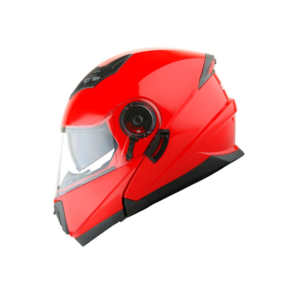 1Storm New Motorcycle Bike Modular Full Face Helmet Dual Visor Sun Shield: Glossy Red