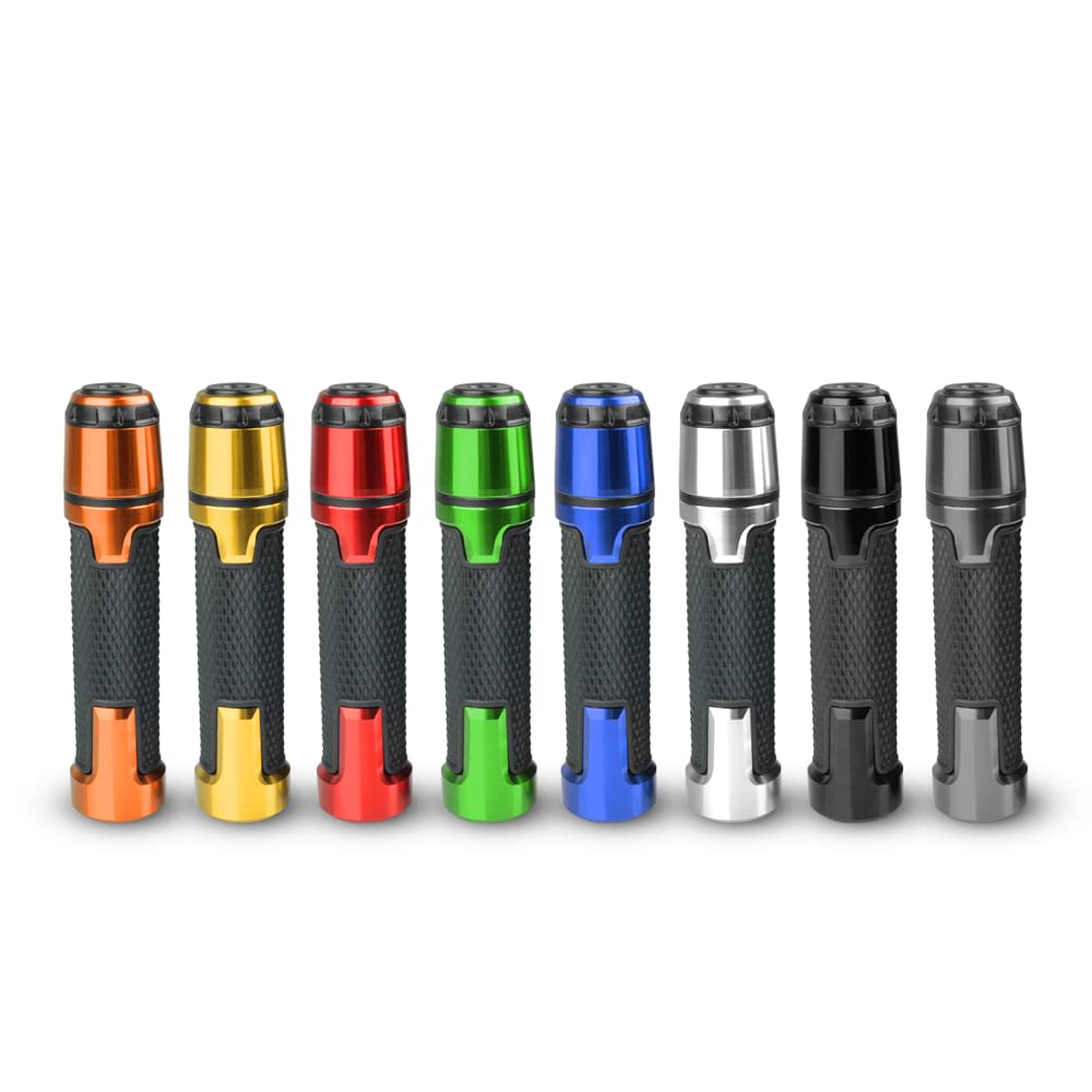 7/8'' 22mm Motorcycle CNC Aluminum Powersports Handlebar Grips with Grip Ends for YZF R1 R3 R6 R25 R15 R125 600R Silver