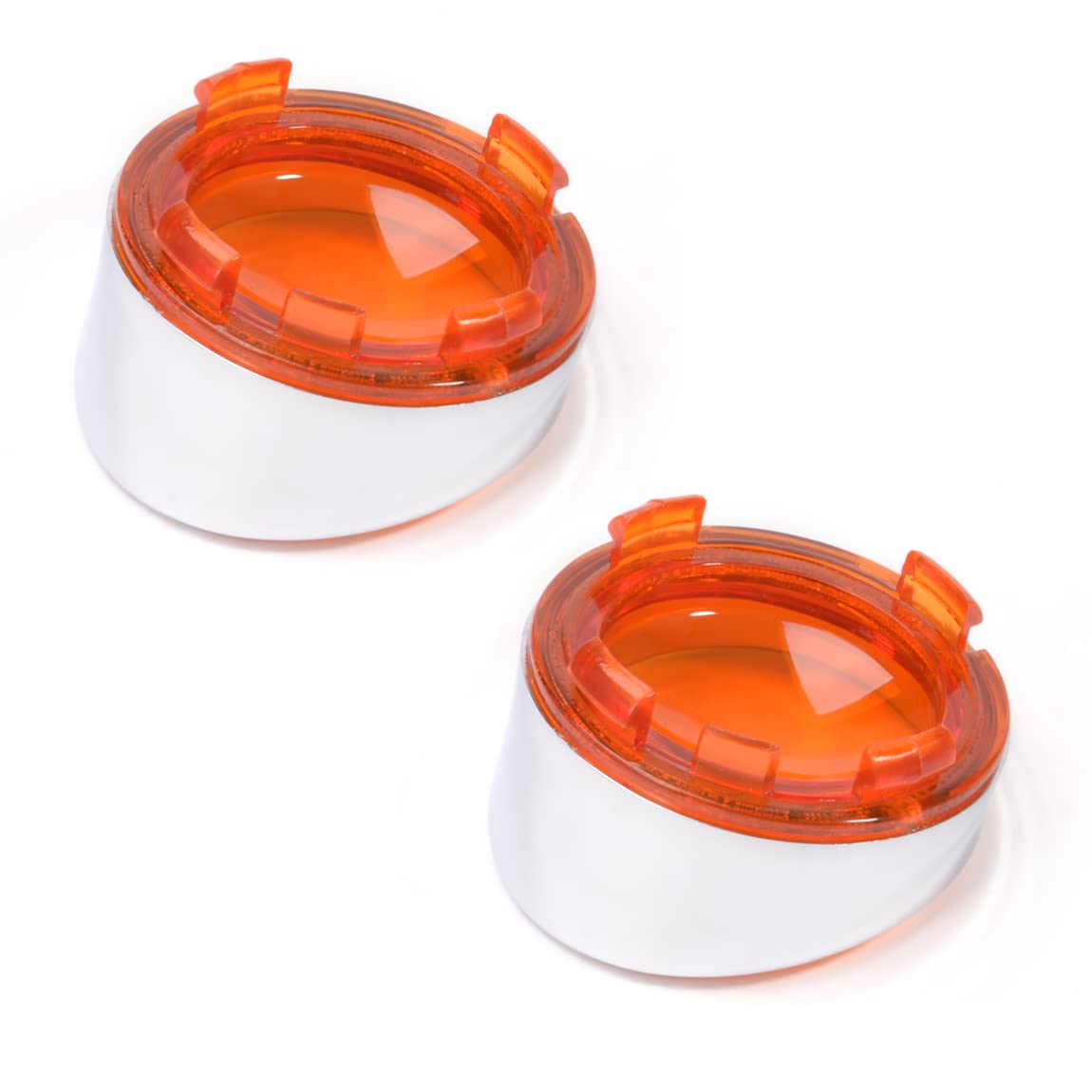 Pbymt Turn Signal Lens Cover With Chrome Visor 2'' Bullet Yellow Turn Signal Lens Cover Compatible For Harley Softail Dyna Road