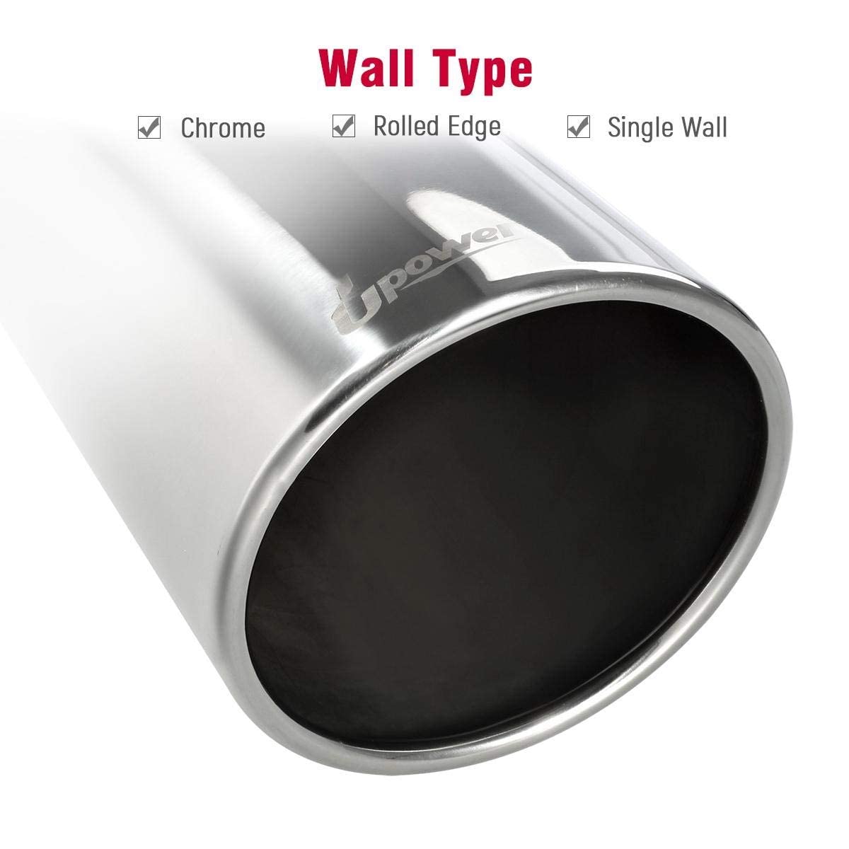 Upower 5'' to 8'' Diesel Exhaust Tip Universal Trucks Car Chrome 5 In Inlet 8 In Outlet Exhaust Tip 15'' Long 5 x 8 x 15 Inch Di