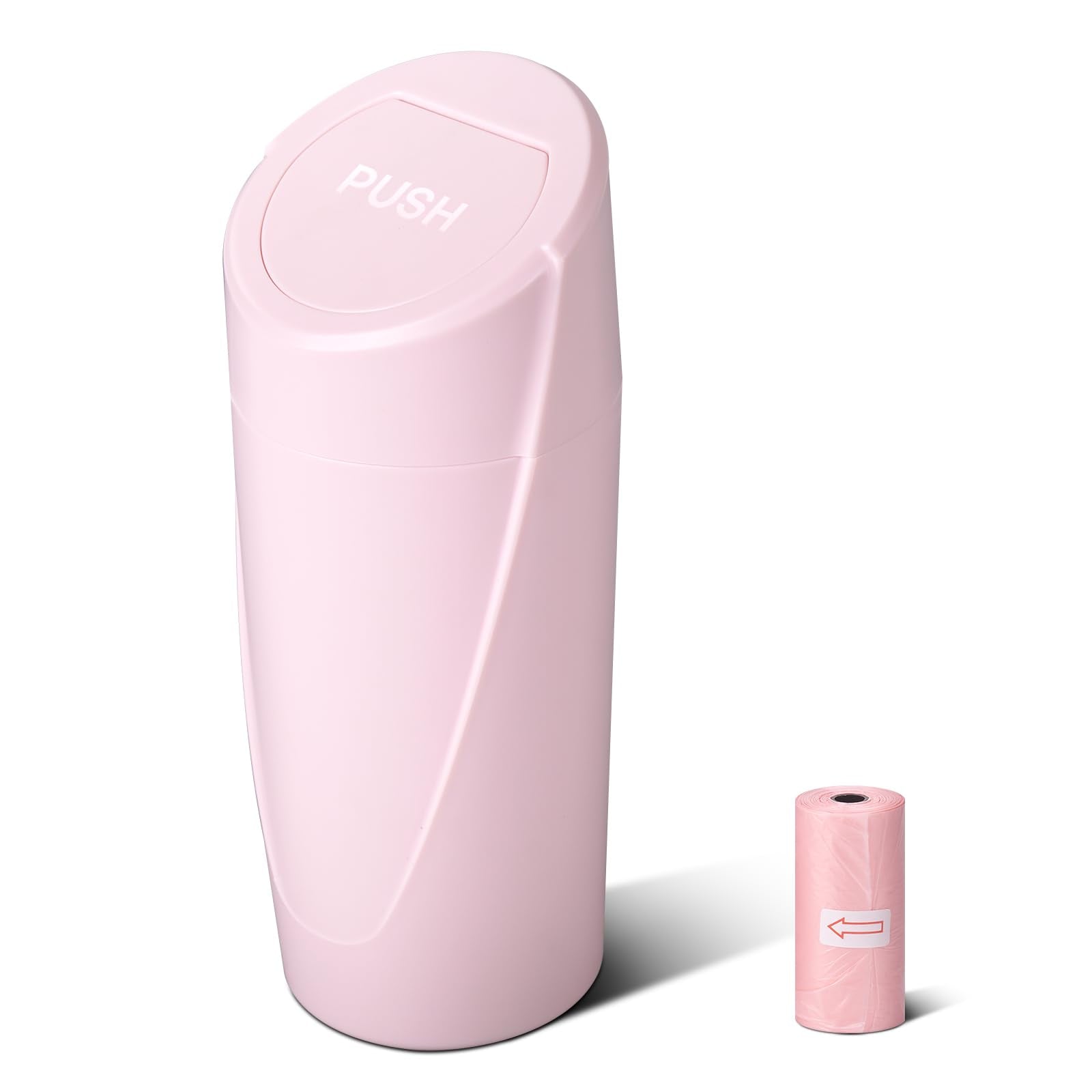 Sglrt Car Trash Can Bin With Lid - Car Garbage Can Cup Holder - Pink Mini Leakproof Vehicle Trash Garbage Can Bin With 20Pcs Tra