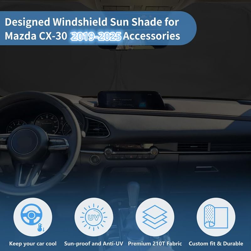 Hohuigo Windshield Sun Shade For 2025-2019 Mazda Cx-30 Custom Fit Window Sunshade Fit Cx30 Windshield Cover Accessories, Front W