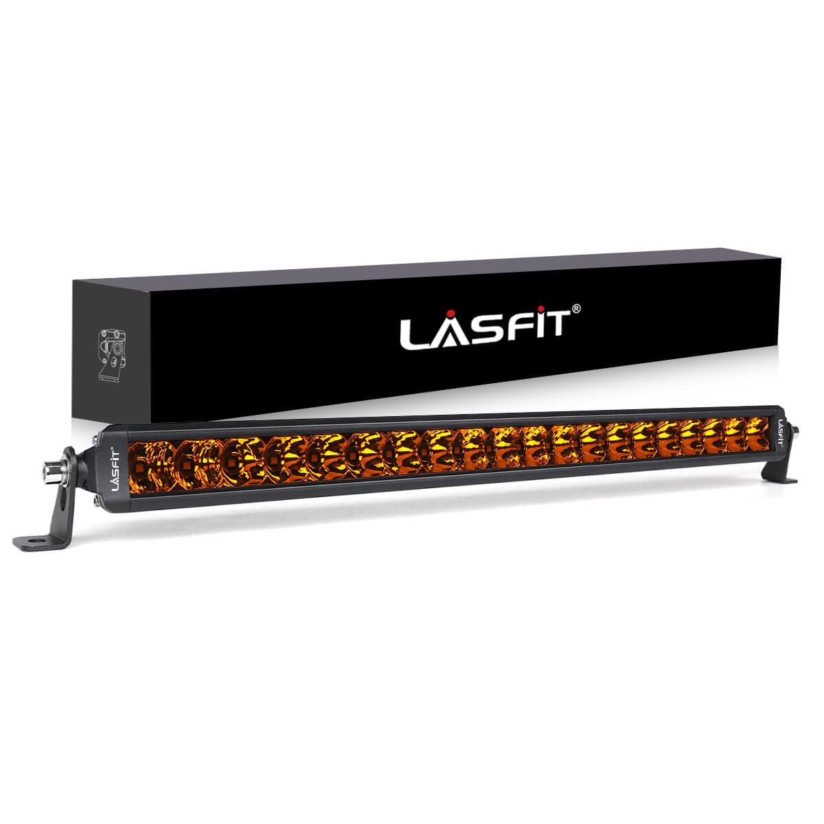 Lasfit 22 Inch Amber Light Bar, Spot Flood Combo Beam, Single Row Yellow Led Bar For Off Road Driving Light, Ip67 Waterproof For