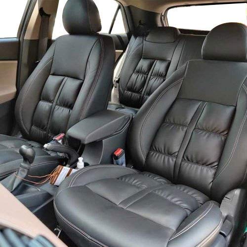 AUTOFIT Silky napa Puffy Pu Leather Car Seat Cover for (Black, Kia Sonet)