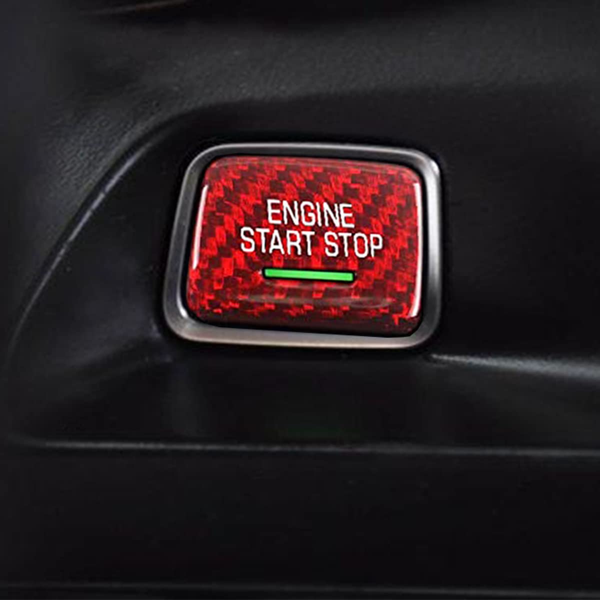 Microck Engine Engine Start/Stop Push Start Button Cover For 2014-2019 Chevy C7 Corvette, For 2016-2020 Chevrolet Camaro, Real C