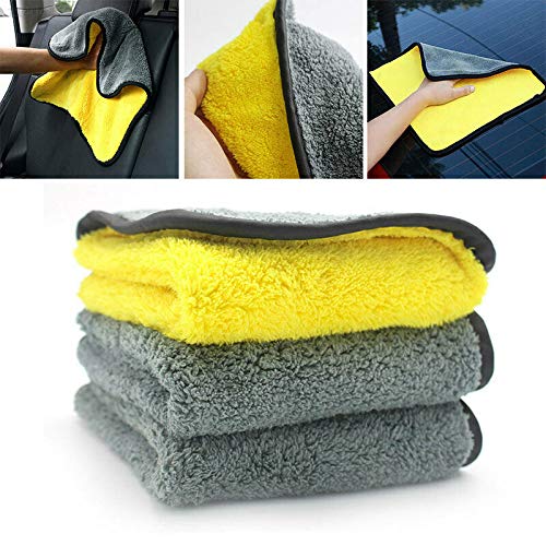3NH 0FDA Cars Car Wash Universal Cleaning Cloth Car Care Supply 30x30cm Yellow Gray