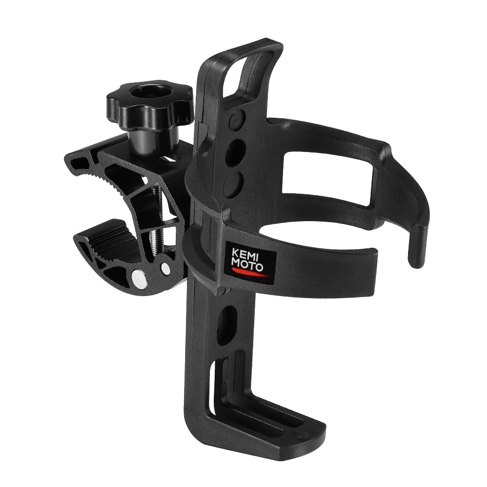 KEMIMOTO ATV Cup Holder Motorcycle Bottle Holder Universal Drink Holder with 0.6-1.56in Metal Clamp for20oz Bottle for Bike, Boa