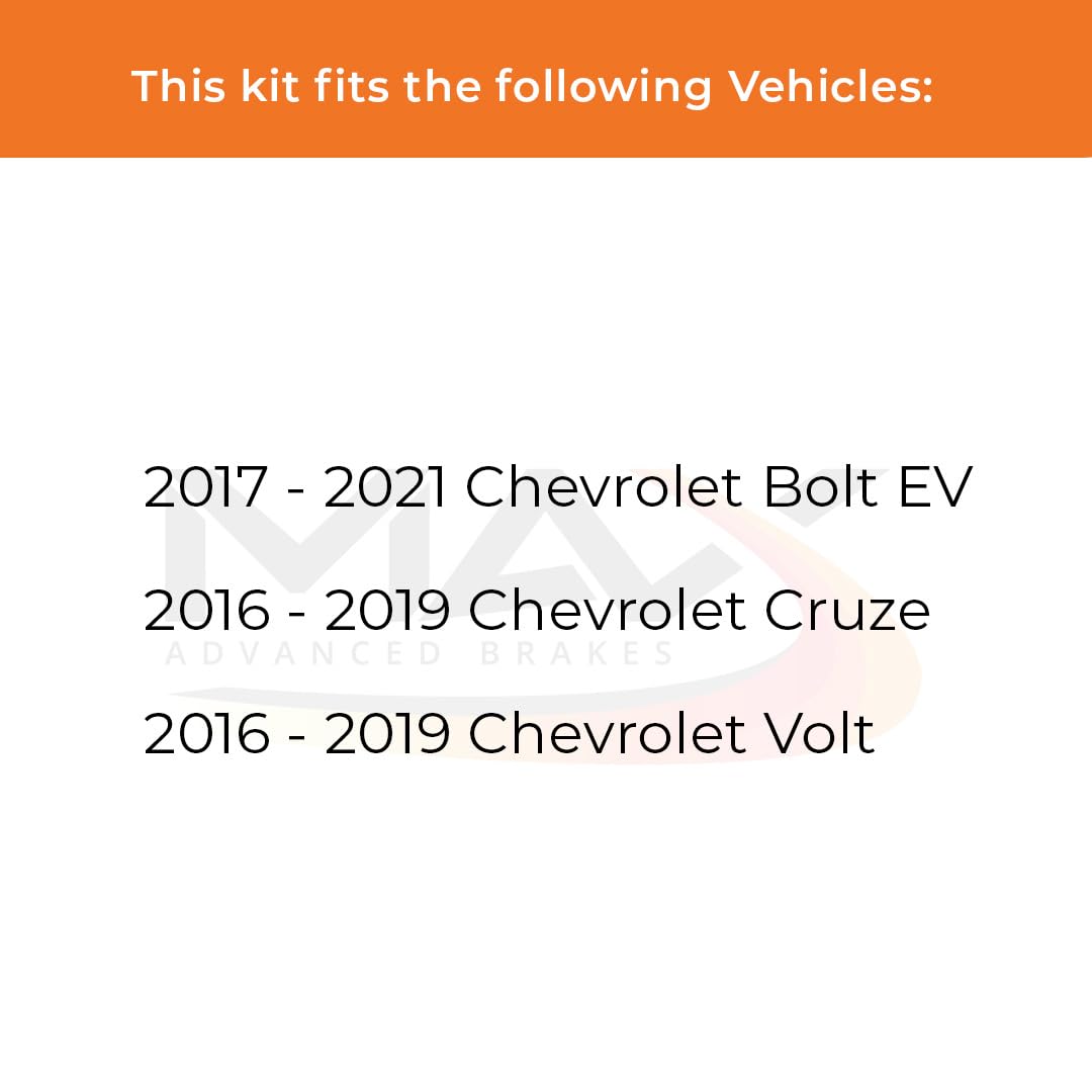 Max Advanced Brakes Rear Brake Kit For 2017-2021 Chevy Bolt Ev 2016-2019 Chevy Cruze Volt Replacement Cross Drilled Disc Brake Rotors And Ceramic Brake Pads