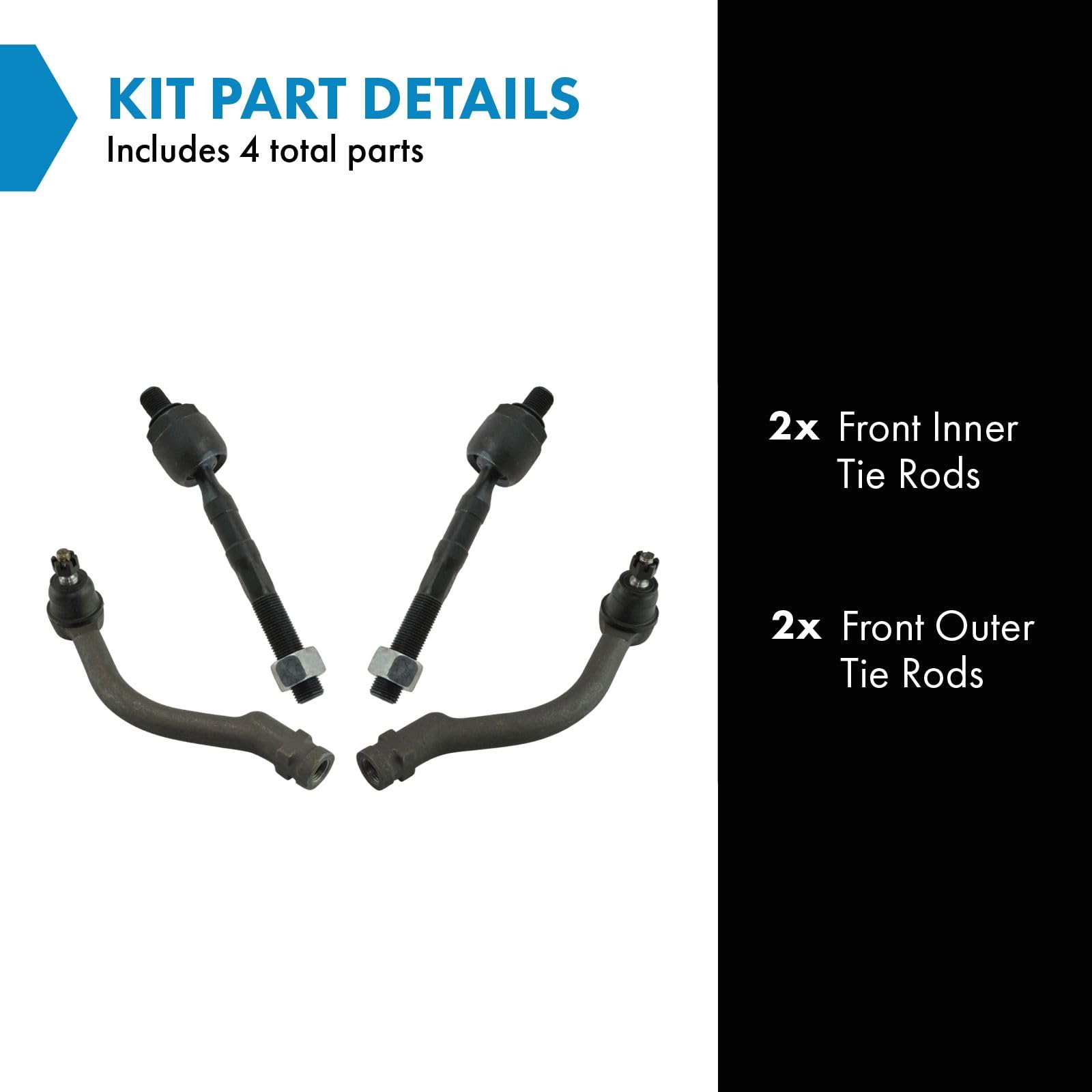 Trq Front Tie Rod Set Compatible With 2006-2011 Hyundai Azera 2006-2010 Sonata