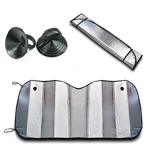 Kozdiko Car Front/Rear Foldable Silver Foil Sunshade UV Protection Curtain Film Compatible with Tata Punch