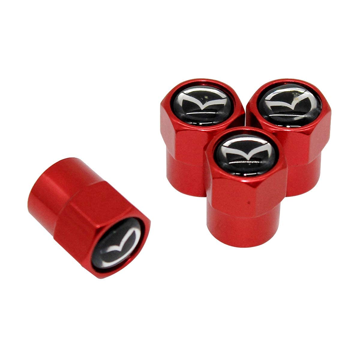 Hisport Hex 016 Red 4Pcs Universal Car Tire Valve Stem Caps Air Cover Fit Mazda Accessories