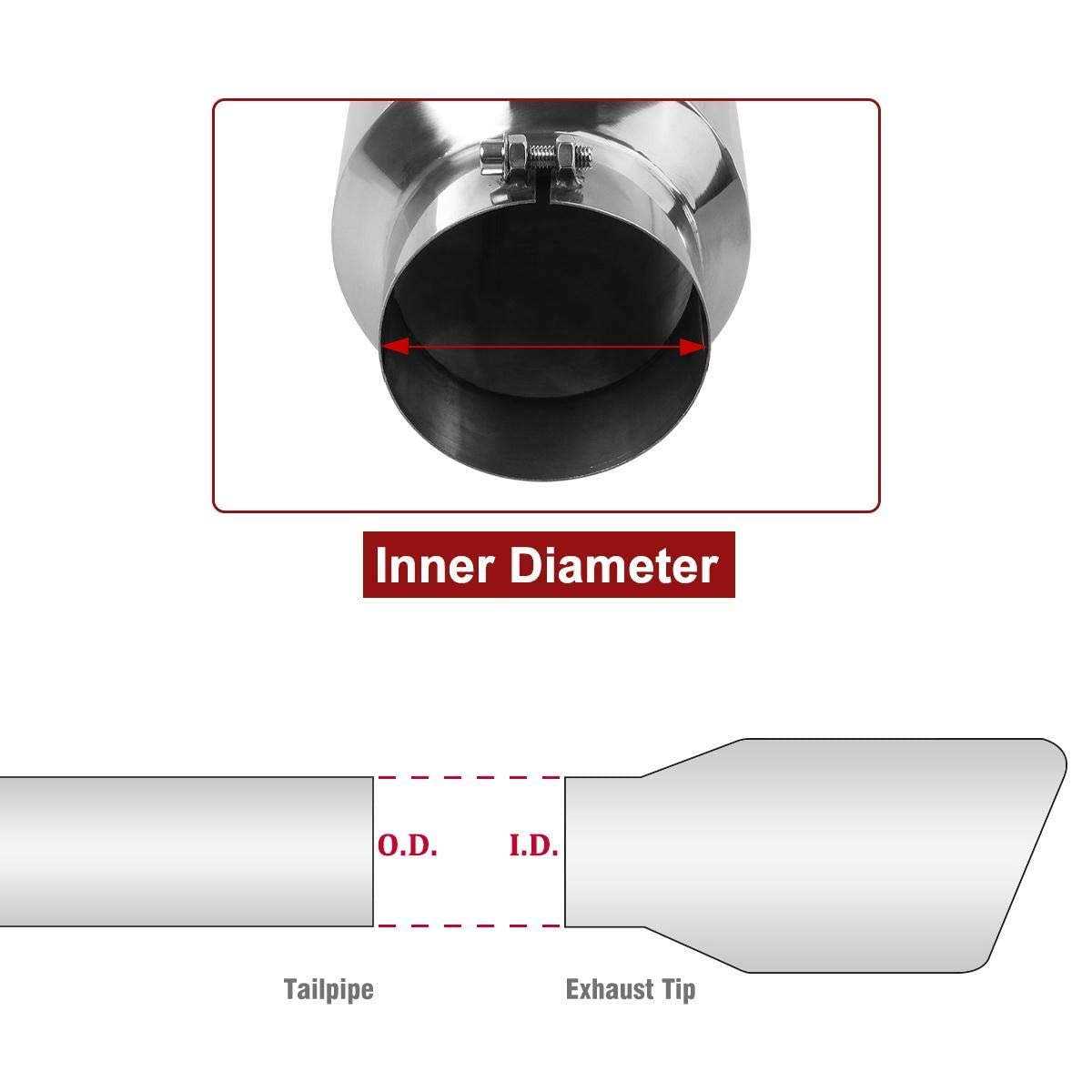 Upower 5'' to 8'' Diesel Exhaust Tip Universal Trucks Car Chrome 5 In Inlet 8 In Outlet Exhaust Tip 15'' Long 5 x 8 x 15 Inch Di