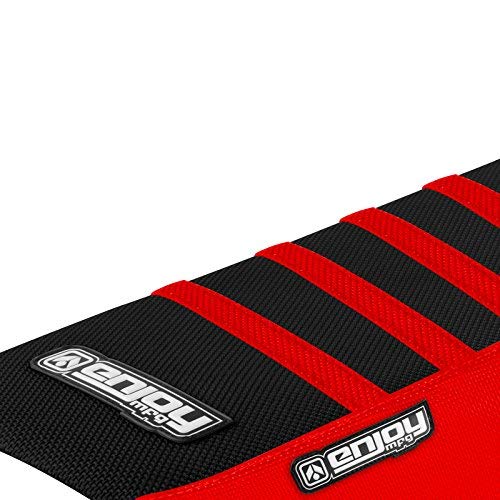 Enjoy Mfg Seat Cover - Compatible Fit For 2004-2014 Honda Crf230 Crf 230 - Red Sides/Black Top/Red Ribs #149