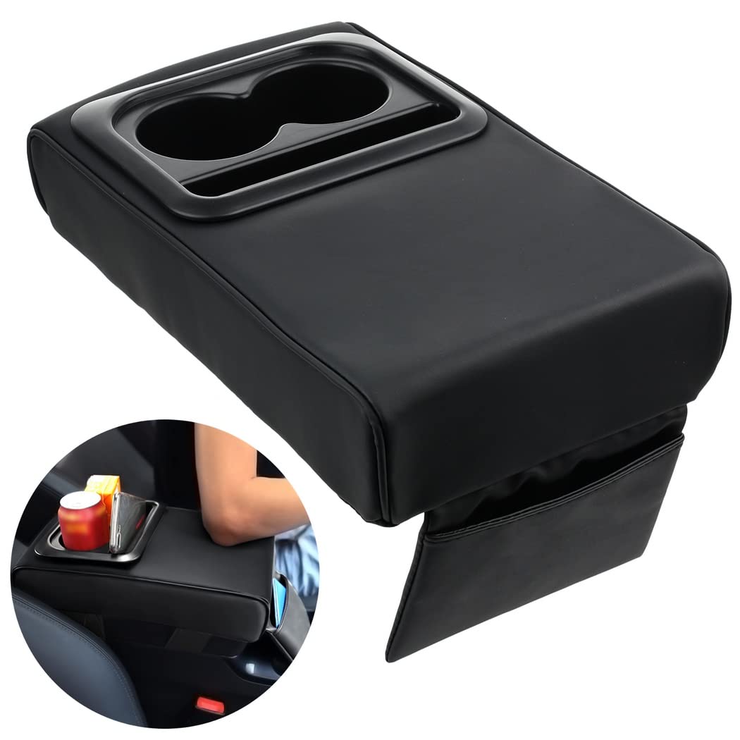 Yeesport Auto Center Console Armrest Pillow, Car Armrest Cover Cushion With Cup And Phone Holder, Memory Foam Armrest Cushion Un