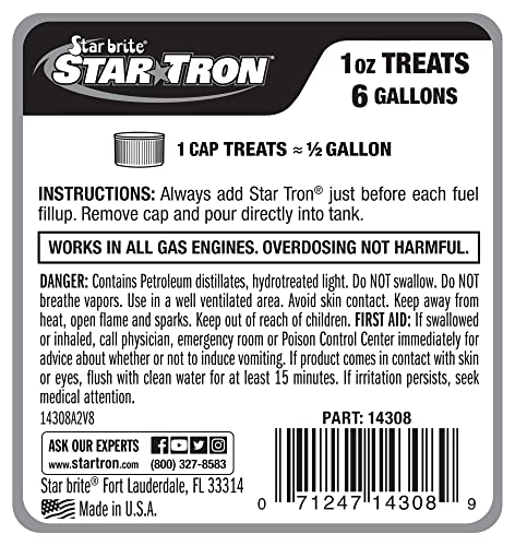 Star Brite Star Tron Enzyme Fuel Treatment Sef Gasoline Formula - 1 Oz. Treats 6 Gallons - 8 Oz (14308Ss)(Ffp Certified)