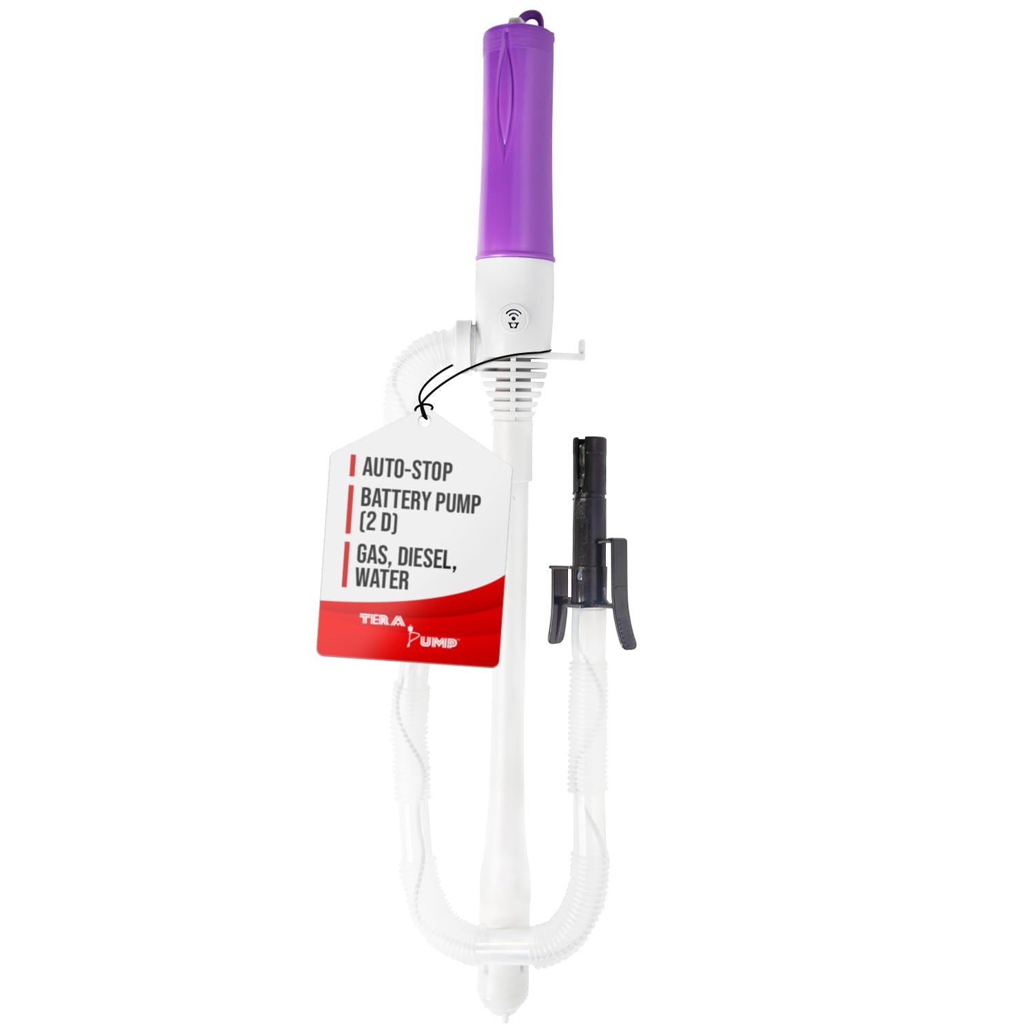 TERA PUMP Automatic Fuel Transfer Pump, 3X More Powerful Battery Operated, Auto-Stop Sensor, No Spills, 2ft Hose, Portable & Pow