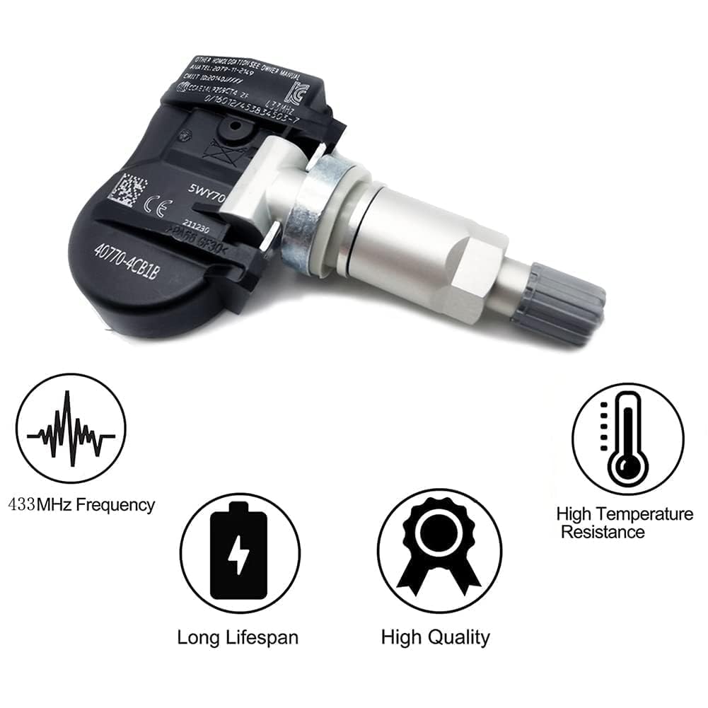 Cheriezing 40770-4CB1B Programmed Tire Pressure Monitoring System (TPMS) Sensor 433MHz Compatible with 2017-2020 QX50/ Altima/Le