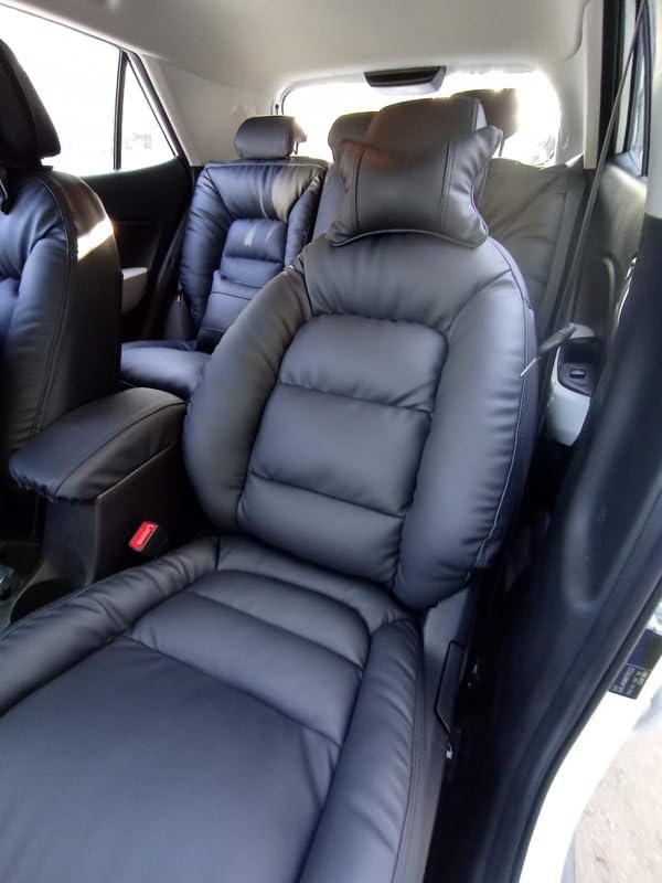3D FRONTLINE PU Leather Puffy Series Black Car Seat Cover Compatible with Maruti Dzire