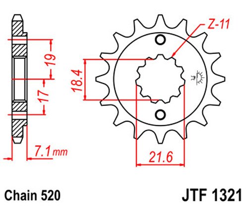 Jt Sprockets Jtf1321.14 14 Tooth Steel Front Countershaft Sprocket, Single