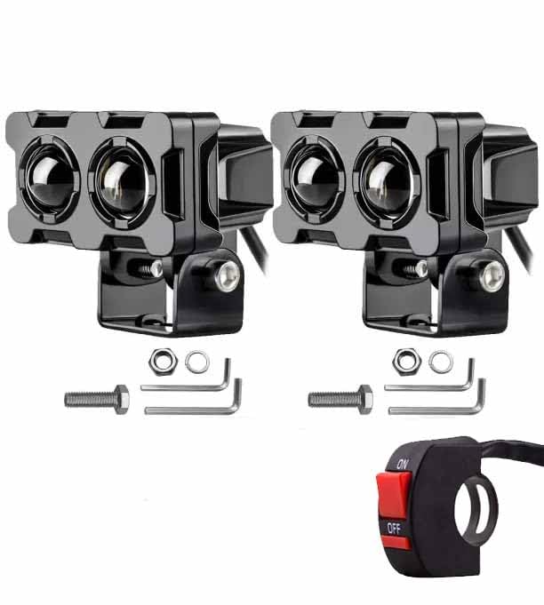 Night Life Motorcycle Led Spotlight Fog Light 40W Dual Lens Projector White & Yellow Dual Beam 6000Lm Ip68 Waterproof 12-85V Uni