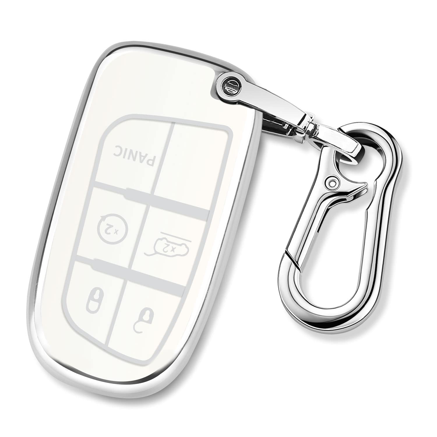 Qbuc For Jeep Key Fob Cover With Keychain Tpu Protection Key Case Compatible With Grand Cherokee Wrangler Renegade Smart Key