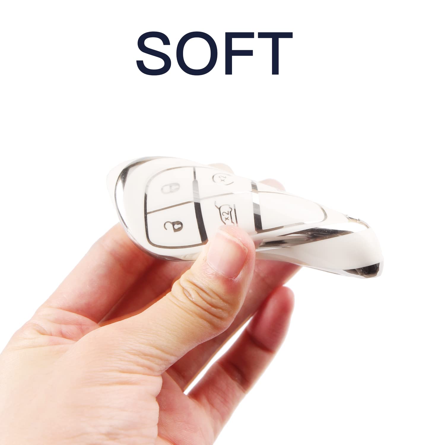 Qbuc For Jeep Key Fob Cover With Keychain Tpu Protection Key Case Compatible With Grand Cherokee Wrangler Renegade Smart Key