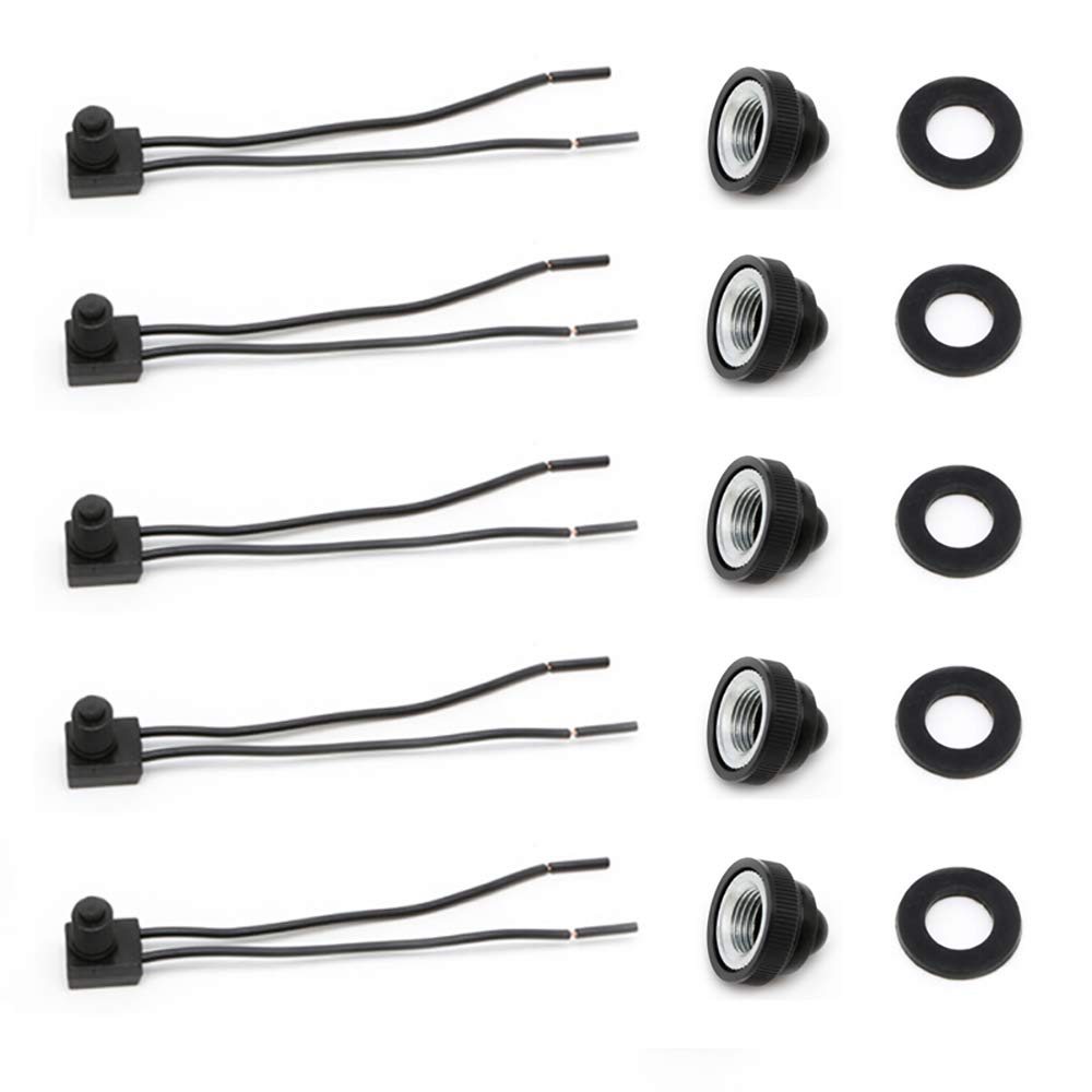 5Pcs Push Button Switch 12V Waterproof Push-Button On-Off Switch For Motorcycle/Car
