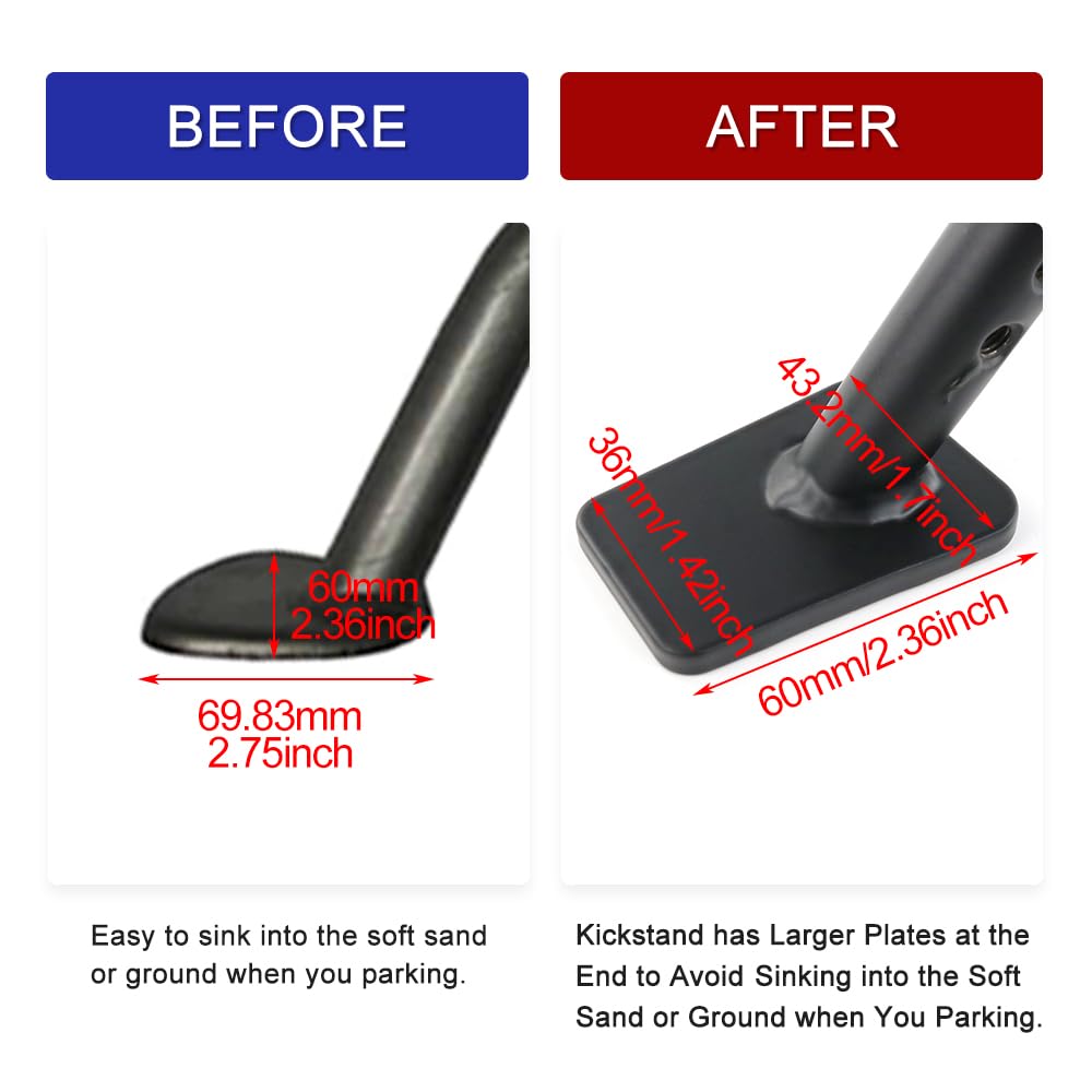 Xitomer 0-1 Inch Motorcycle Adjustable Kickstand Fit For 2023 2022 Klr650 2008-2018 Klr650 Adjustable Side Stand (Adjustable 0-2